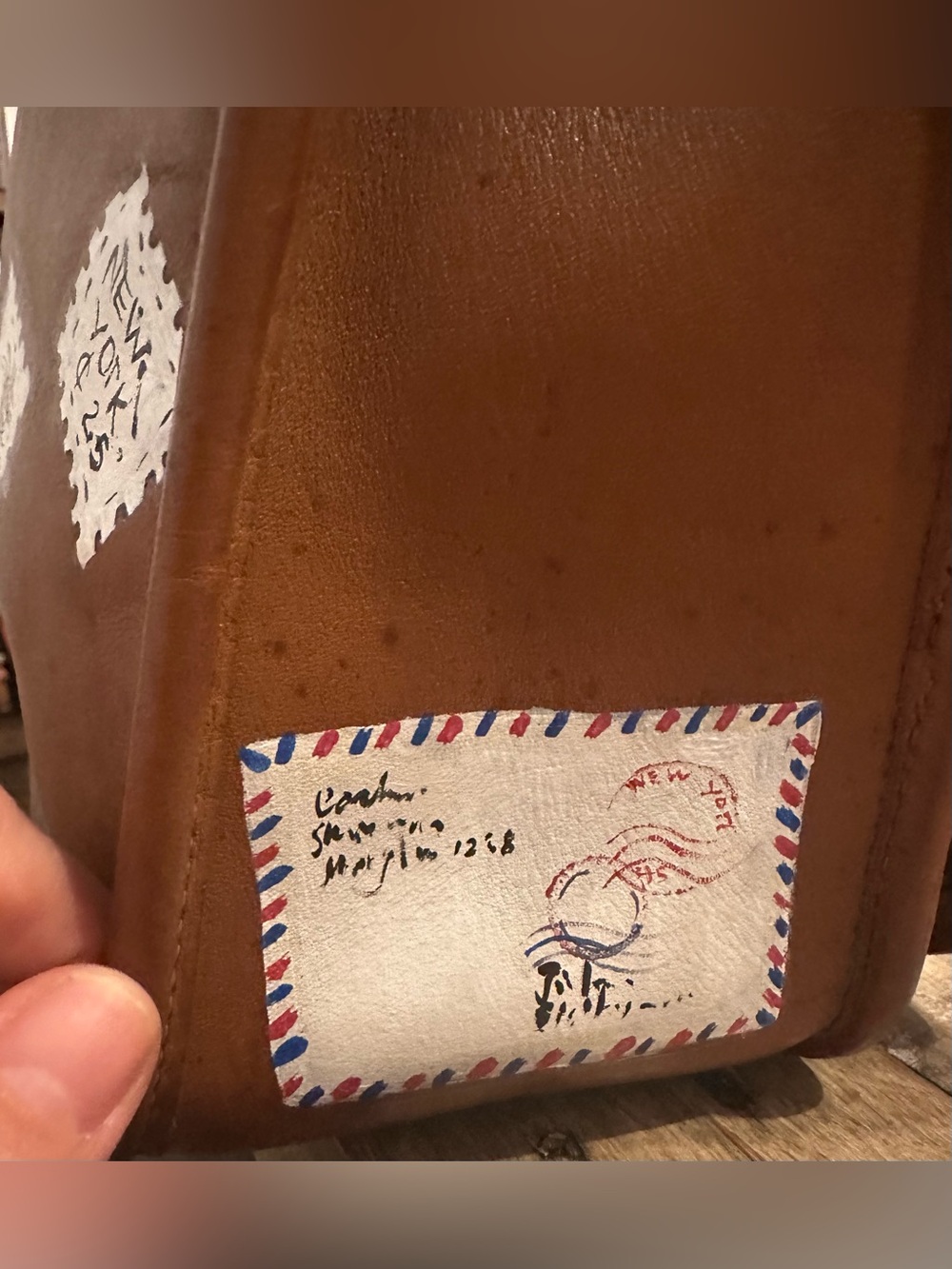 Vintage coach stewardess bag. British tan. Hand painted. - Picture 6 of 13